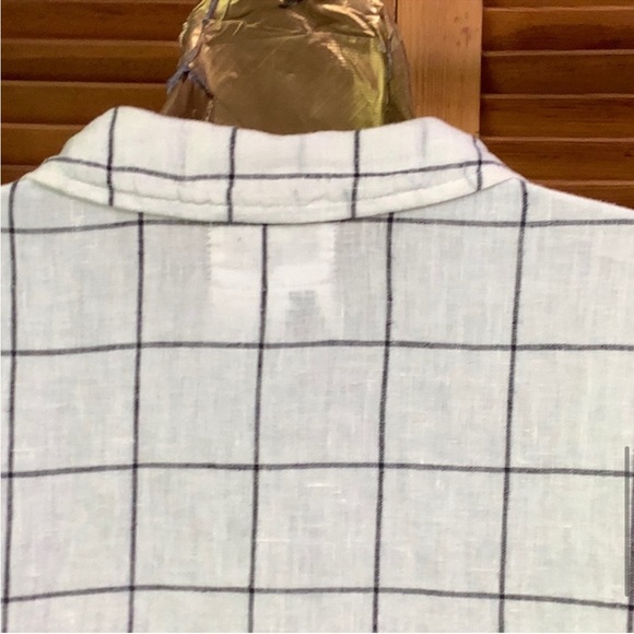 Flax Black &White Windowpane Print Button-Down Top - Picture 10 of 13